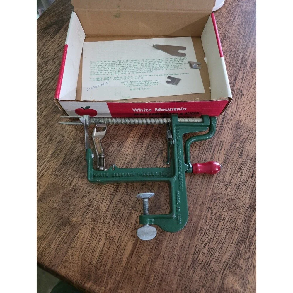 Vintage White Mountain Apple Peeler Parer Corer Slicer With Box And Instructions
